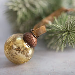 Hand Blown Crackle Glaze Glass Bauble - Gold